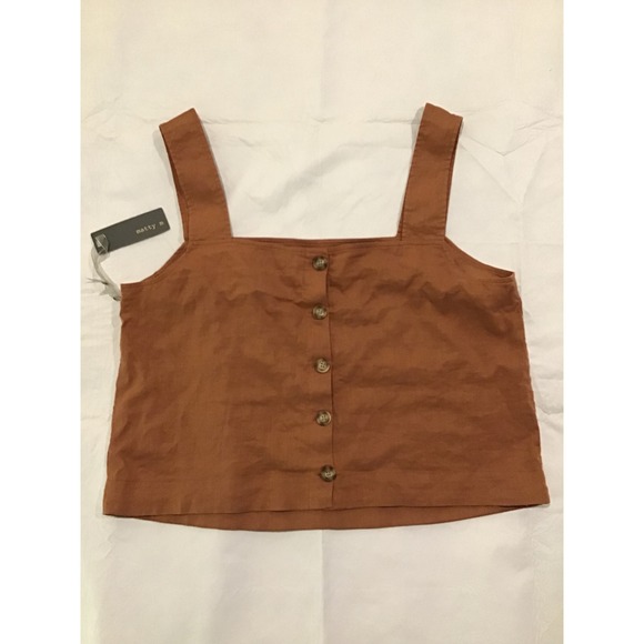 Matty M Tops - Matty M Womens Rust Brown Button Front Tank Top Square Neck Sleeveless XL NWT